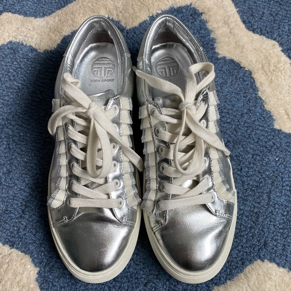 tory burch silver sneakers